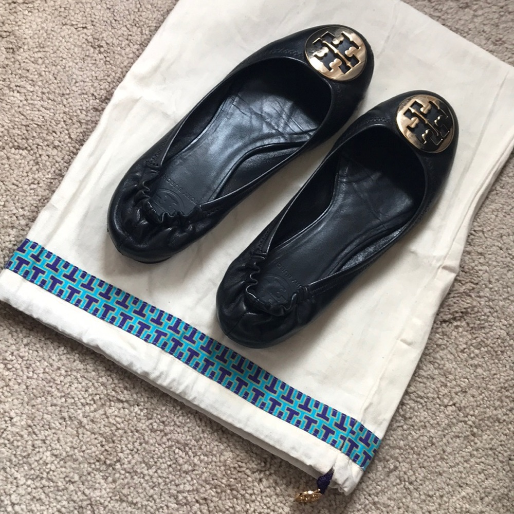Tory Burch black and gold flats